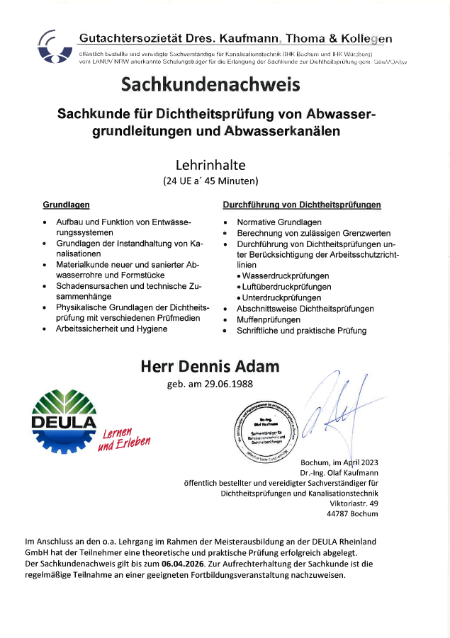 Adam Dichtheitspruefung